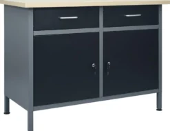 Työtaso musta 120x60x85cm teräs