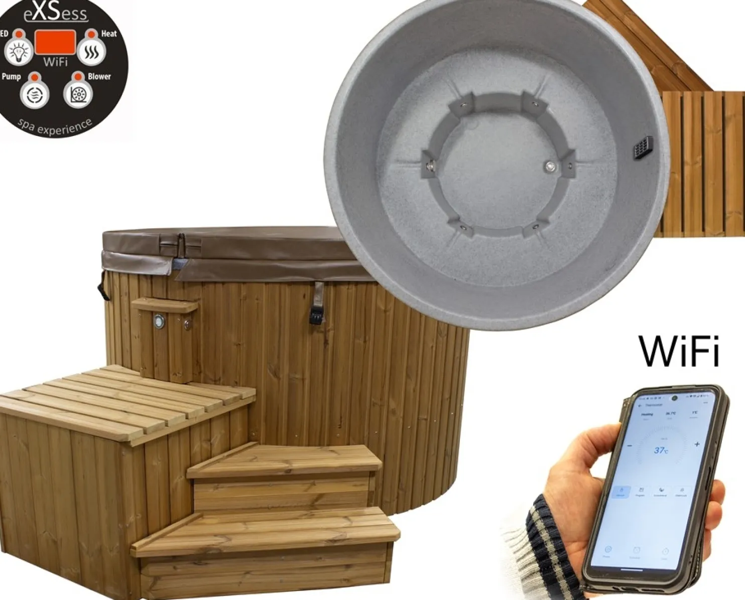 Ulkoporeallas SpaDealers TopSpa xs Wifi 6 hlöä brown/grey marble