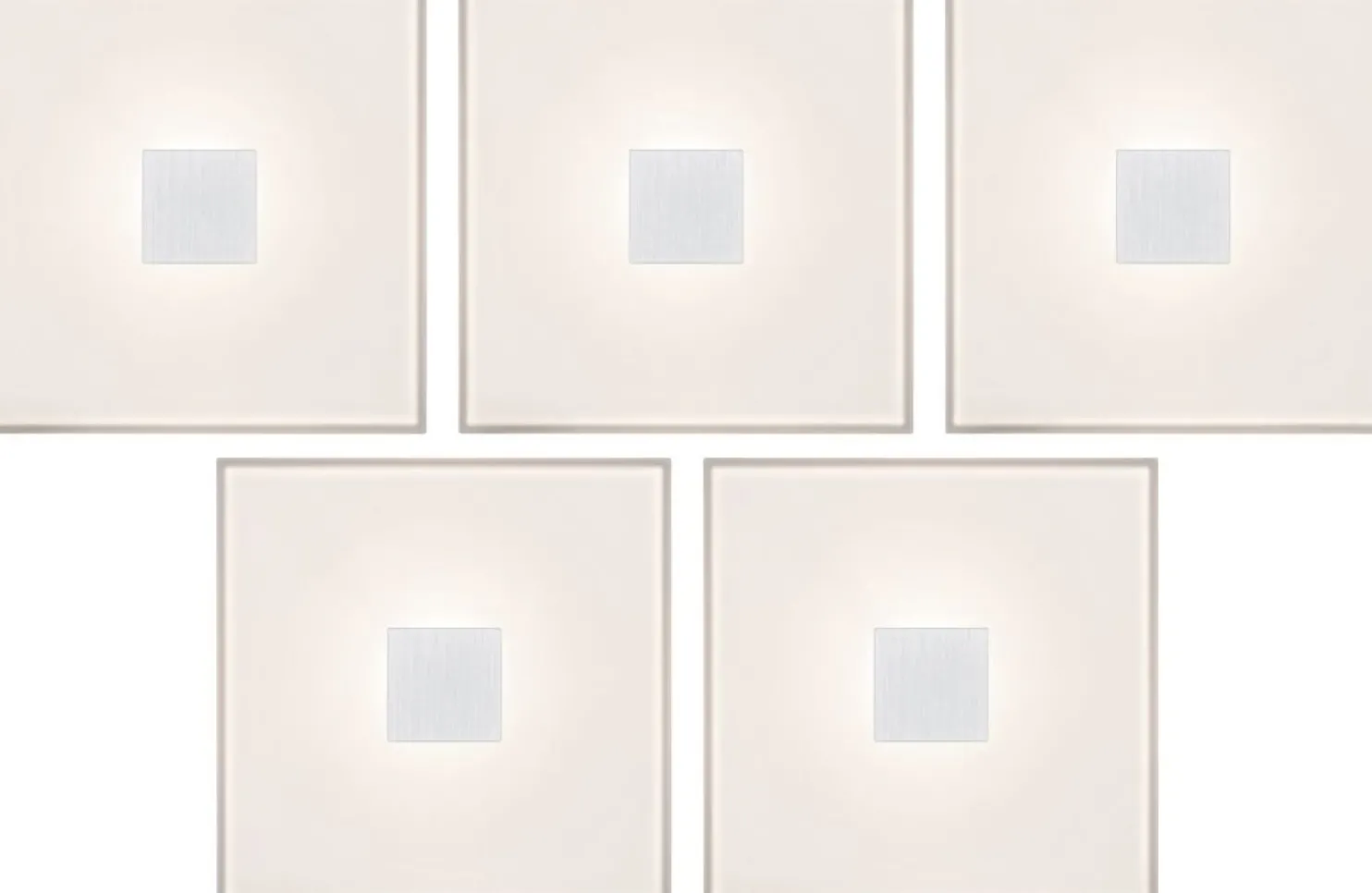 Upotettava LED-seinävalaisinsarja Paulmann LumiTiles, 5 valaisinta, IP44, 10x10cm, 2700K, himmennettävä, valkoinen