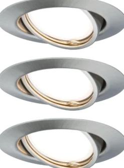 Upotettava LED-valaisin Paulmann Base Coin, 3kpl, Ø90mm, 5W, 370lm, 3000K, himmennettävä, harjattu rauta