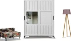 Vaatekaappi Linento Furniture Pasific 216x130cm valkoinen