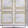Vaatekaappi liukuovilla Linento Furniture Martin, 150cm, valkoinen marmori/kulta