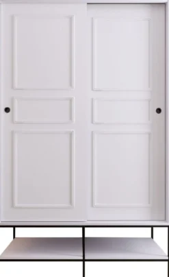 Vaatekaappi liukuovilla Linento Furniture Martin, 120cm, valkoinen