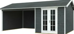 Vierasmaja katoksella Skan Holz Tilburg 9,5 + 13,8 m² harmaa