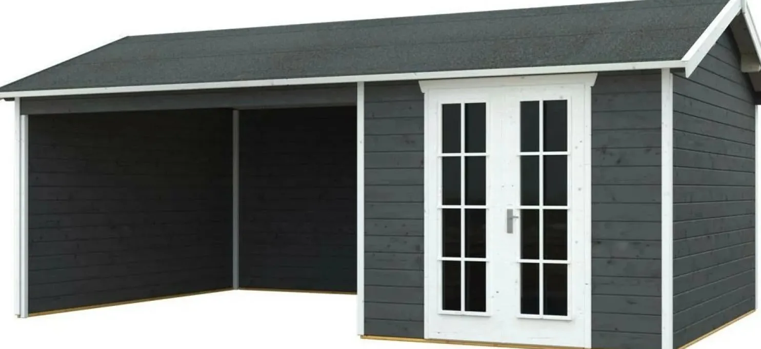 Vierasmaja katoksella Skan Holz Tilburg 9,5 + 13,8 m² harmaa