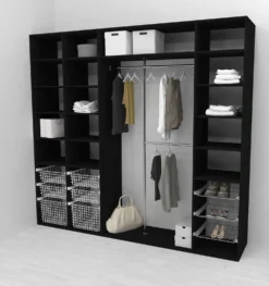 Walk-in closet 260 cm Mirror Line 2100/2400x2600x510 mm musta