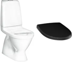 WC-istuin Gustavsberg Nautic 1500 Hygienic Flush kaksoishuuhtelu piilo S-Lukko + istuinkansi Nautic 9M26 musta