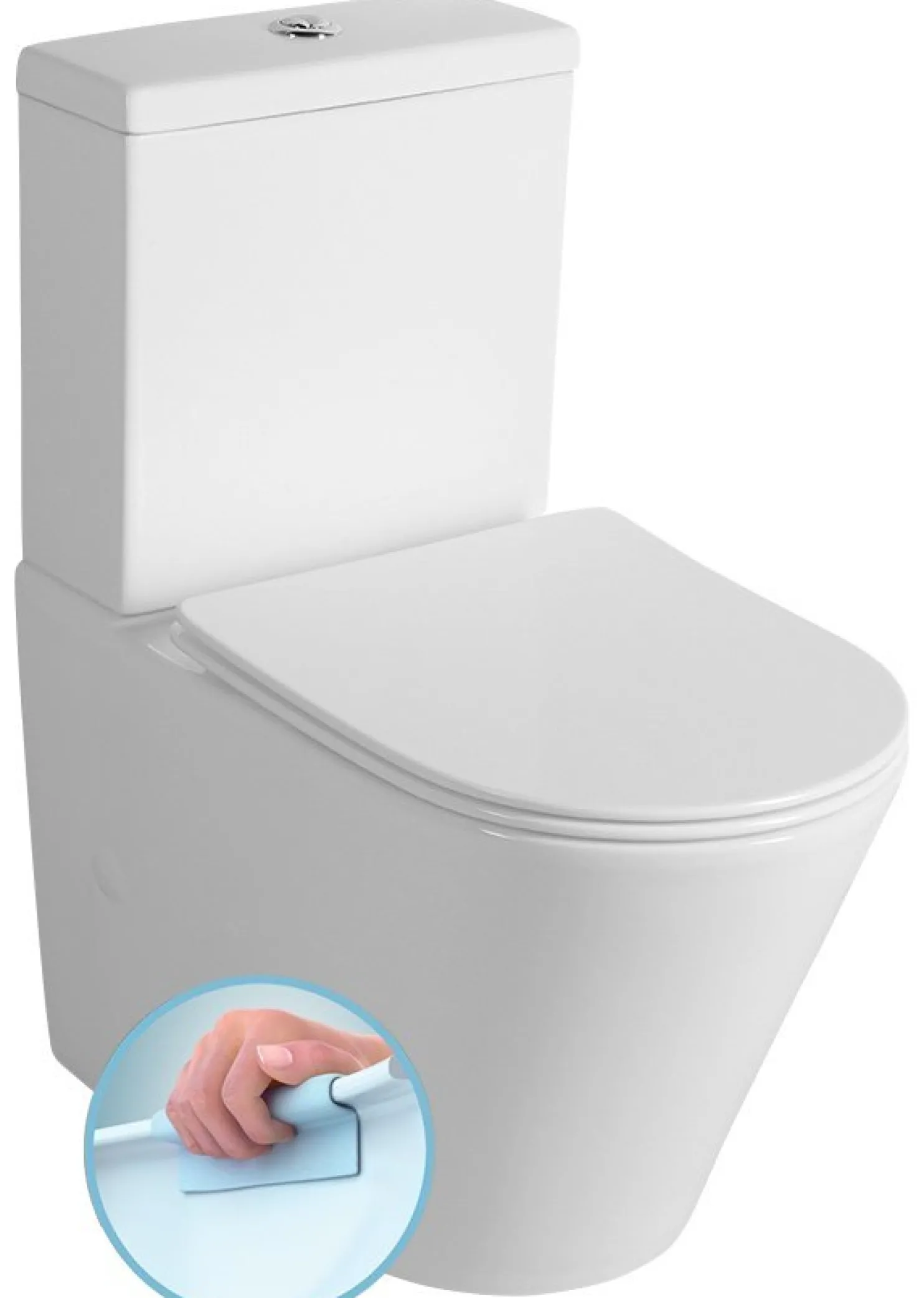 WC-istuin Interia Pako Rimless soft-close -kannella kaksoishuuhtelu, valkoinen