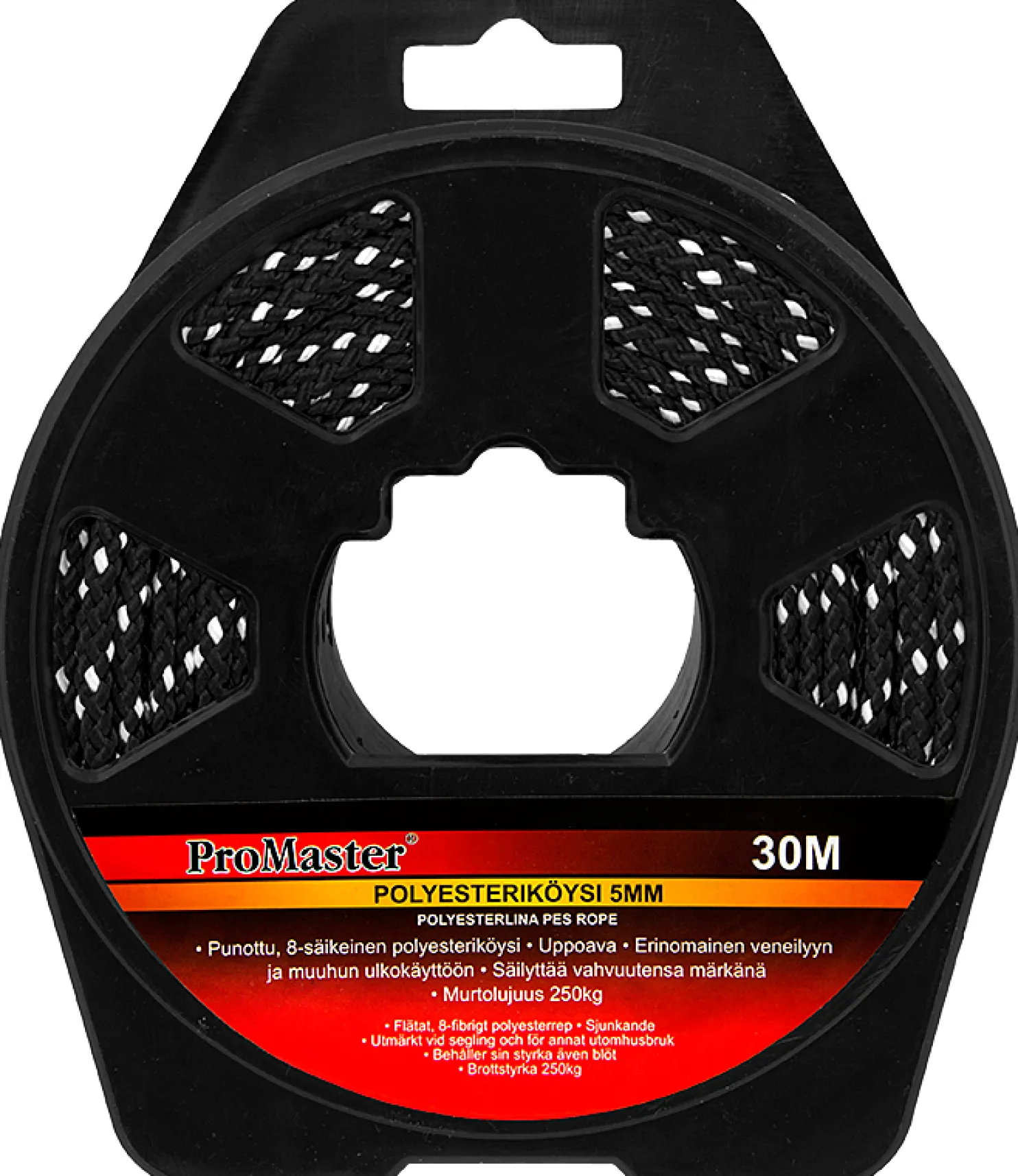 Yleisköysi ProMaster PES 5 mm x 30 m mustavalkoinen